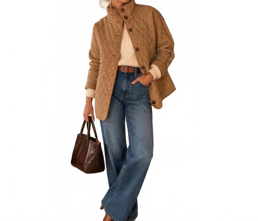 NEW LA MIEL quilted oversized shacket in sand castle